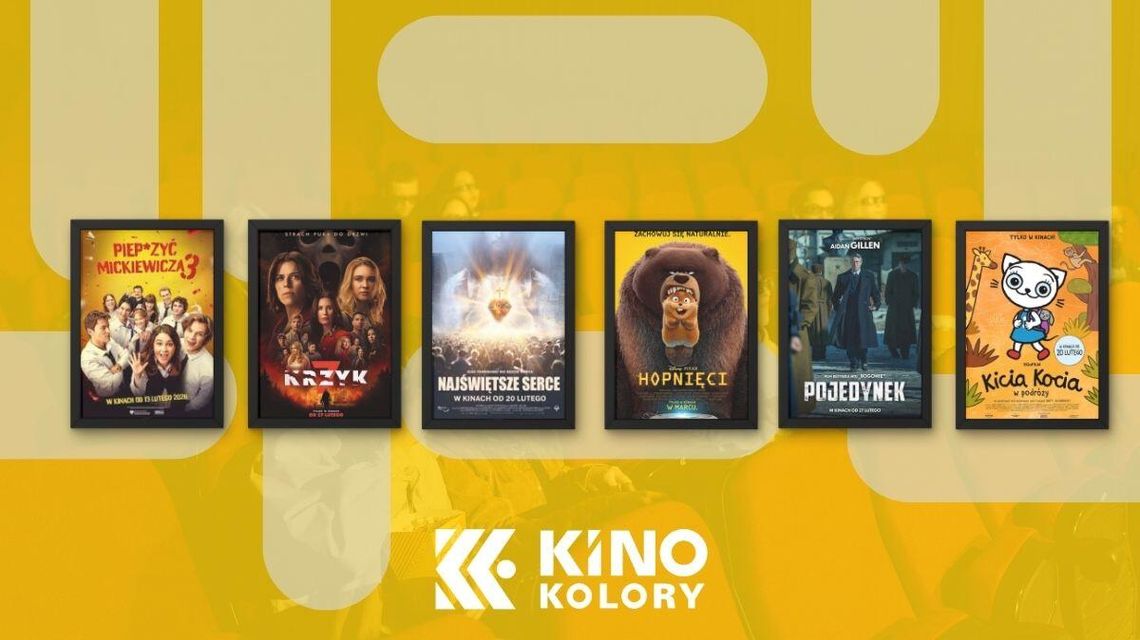 Zdjęcie przedstawia plakaty filmów wyświetlanych w Kinie Kolory w Gorlicach