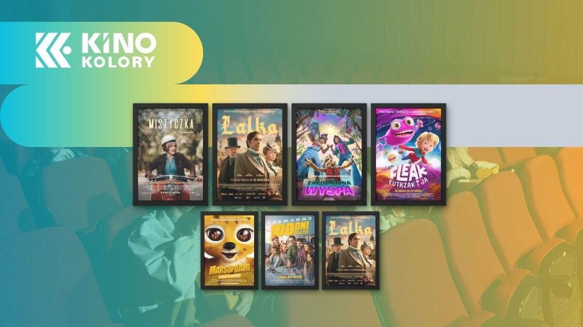Zdjęcie przedstawia plakaty filmów wyświetlanych w Kinie Kolory w Gorlicach