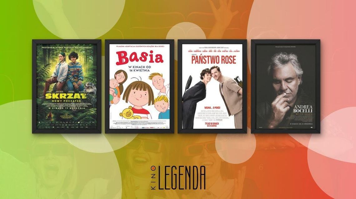 Zdjęcie przedstawia plakaty filmów wyświetlanych w kinie Legenda w Gorlicach