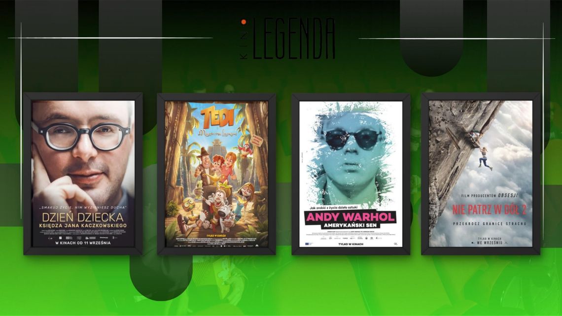 Zdjęcie przedstawia plakaty filmów wyświetlanych w kinie Legenda w Gorlicach