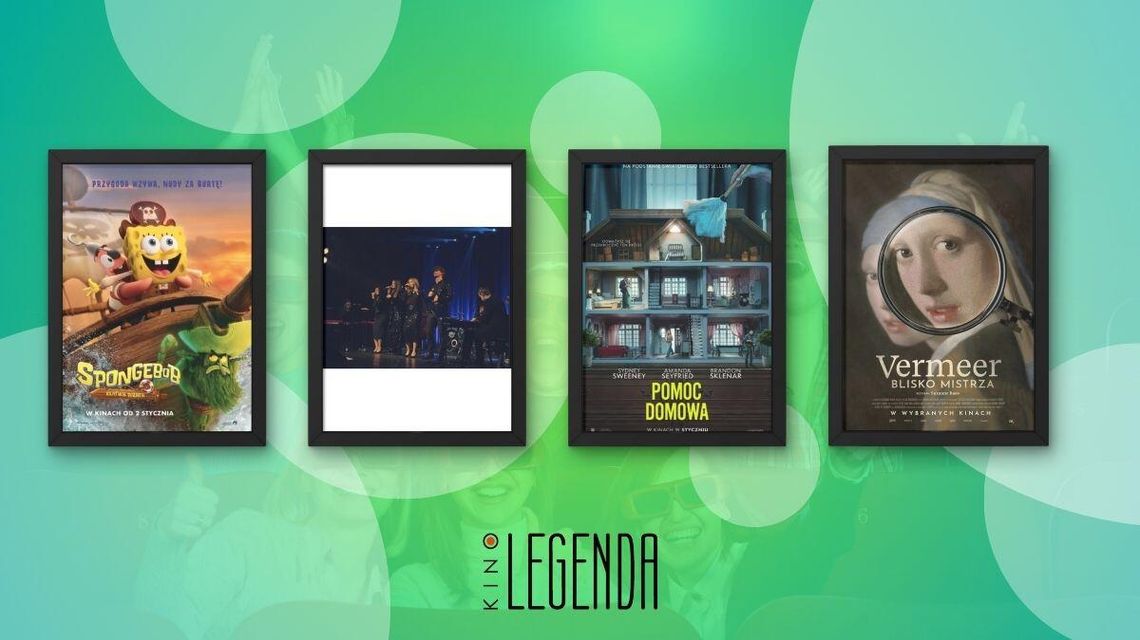 Zdjęcie przedstawia plakaty filmów wyświetlanych w kinie Legenda w Gorlicach