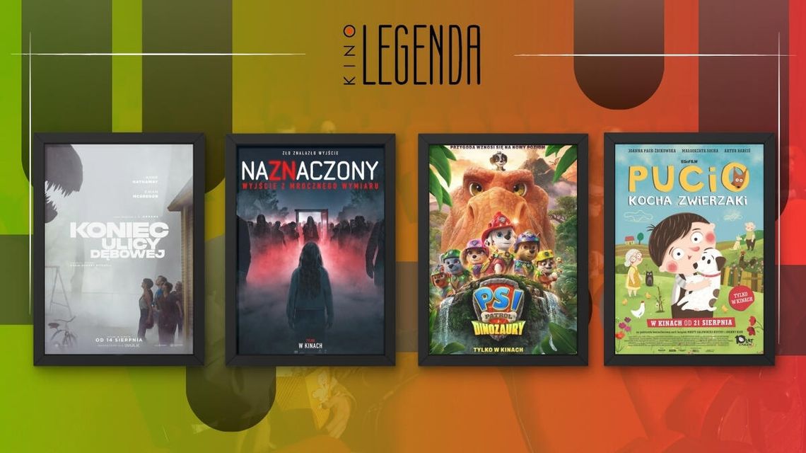 Zdjęcie przedstawia plakaty filmów wyświetlanych w kinie Legenda w Gorlicach