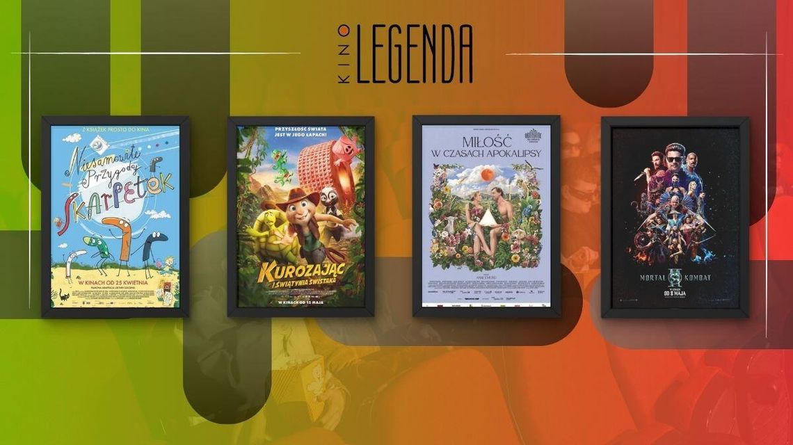 Zdjęcie przedstawia plakaty filmów wyświetlanych w kinie Legenda w Gorlicach