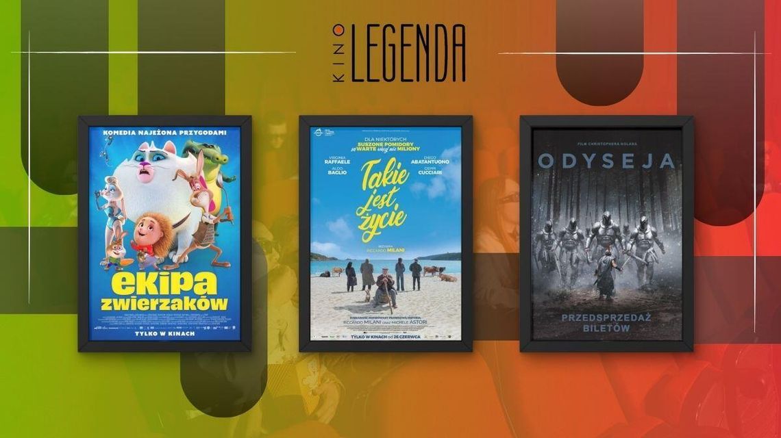 Zdjęcie przedstawia plakaty filmów wyświetlanych w kinie Legenda w Gorlicach