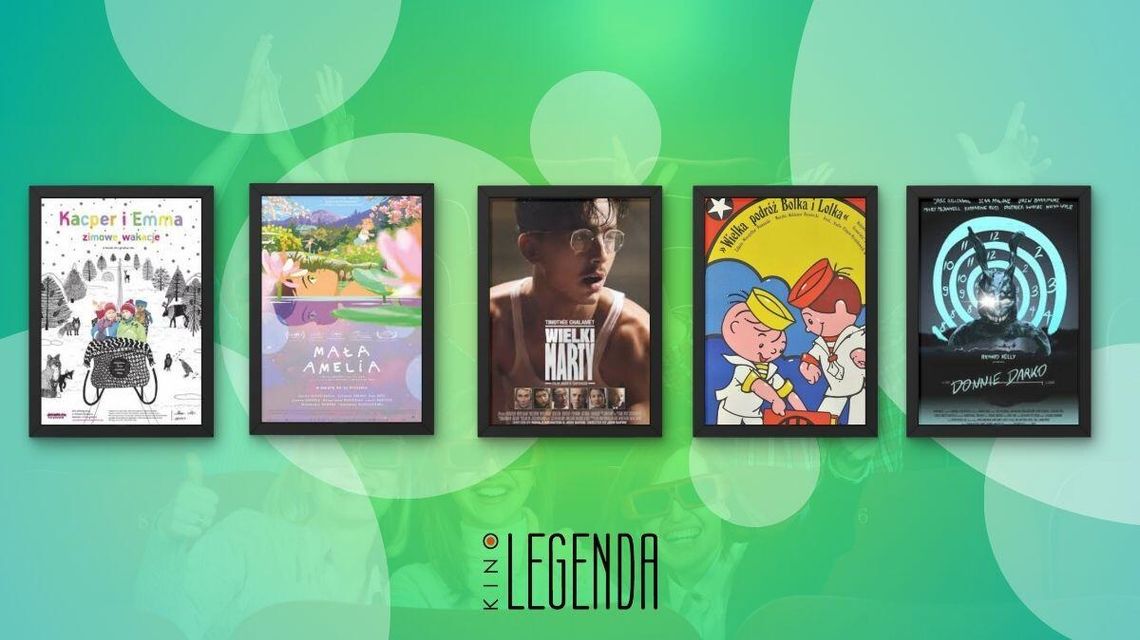 Zdjęcie przedstawia plakaty filmów wyświetlanych w kinie Legenda w Gorlicach