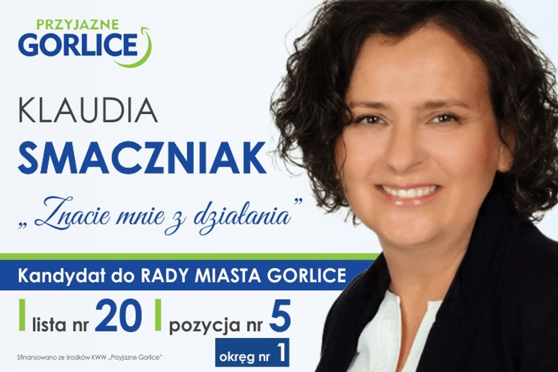 Klaudia Smaczniak, kandydatka do Rady Miasta Gorlice startująca z KWW Przyjazne Gorlice