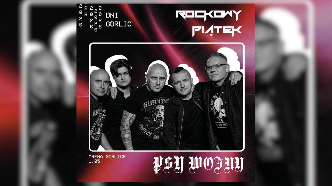 zdjęcie przedstawia mężczyzn na plakacie promującym koncert w Gorlicach