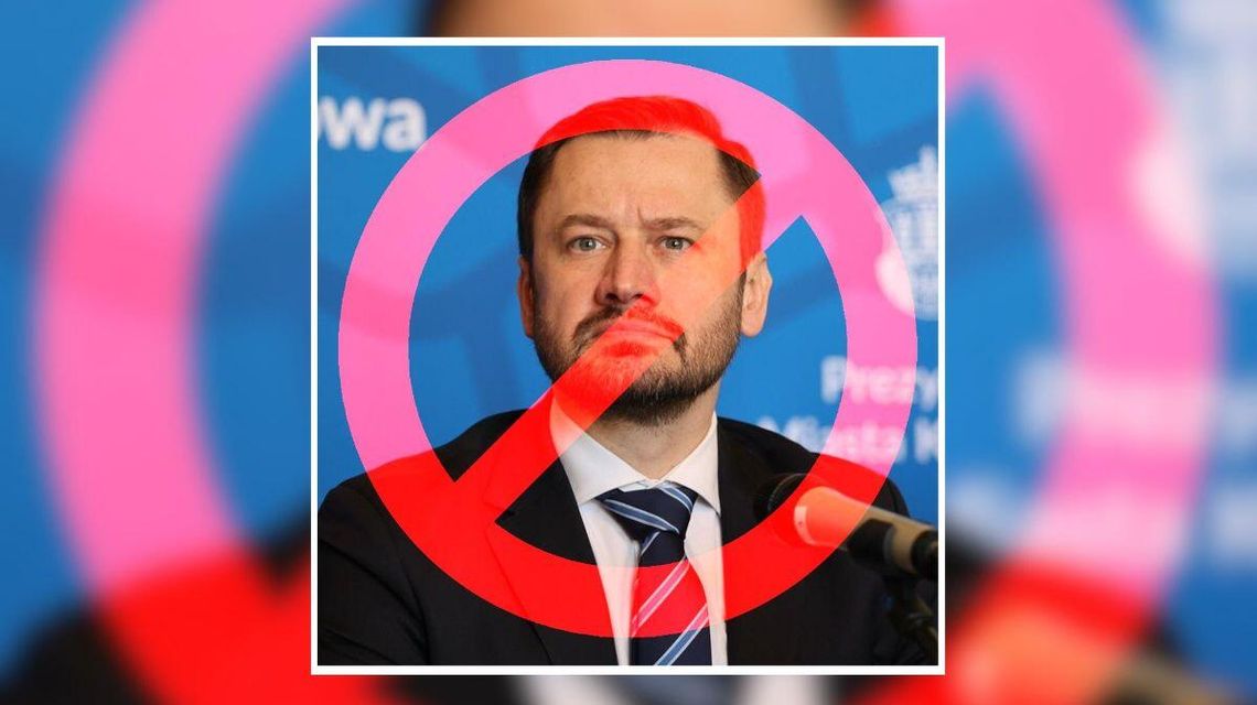 zdjęcie przedstawia portret mężczyzny i znak zakazu
