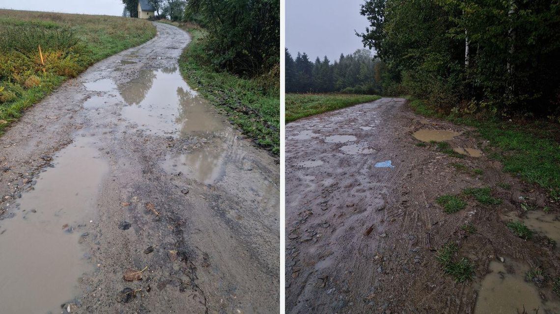 Mieszkańcy Rożnowic upominają się o remont drogi [FOTO/VIDEO]