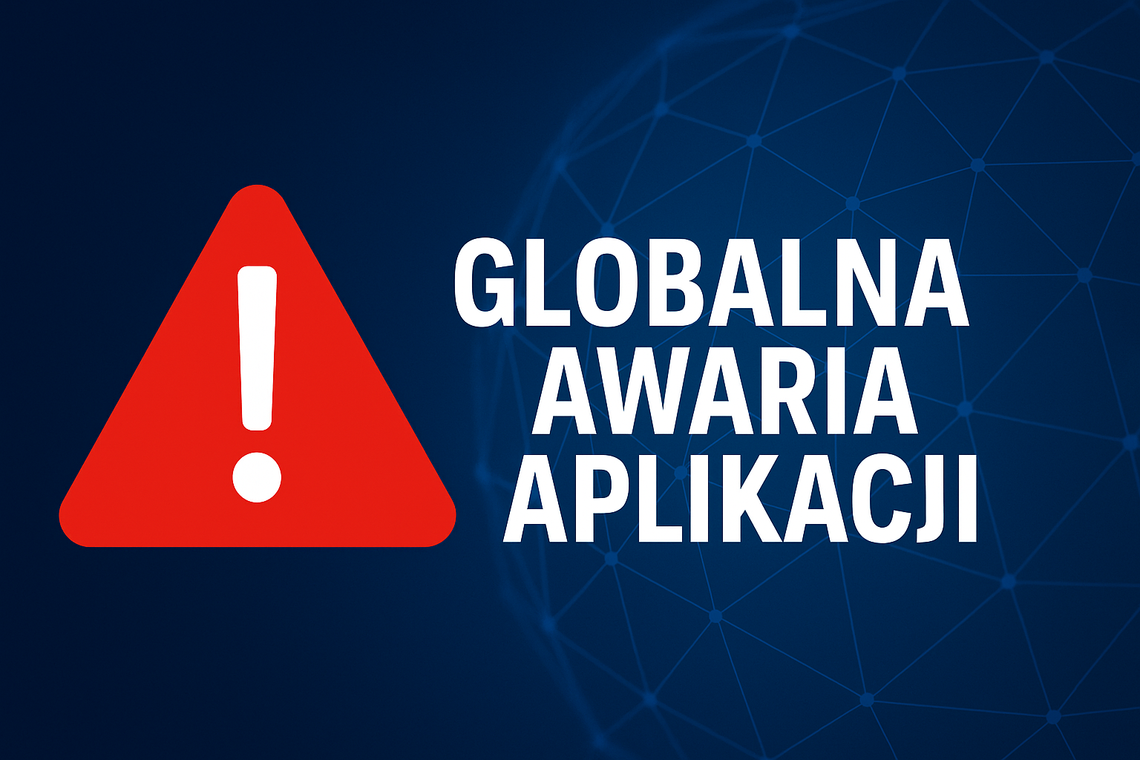 Zdjęcie przedstawia komunikat o awarii Internetu