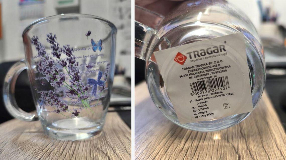 Kubek szklany wycofany ze sprzedaży