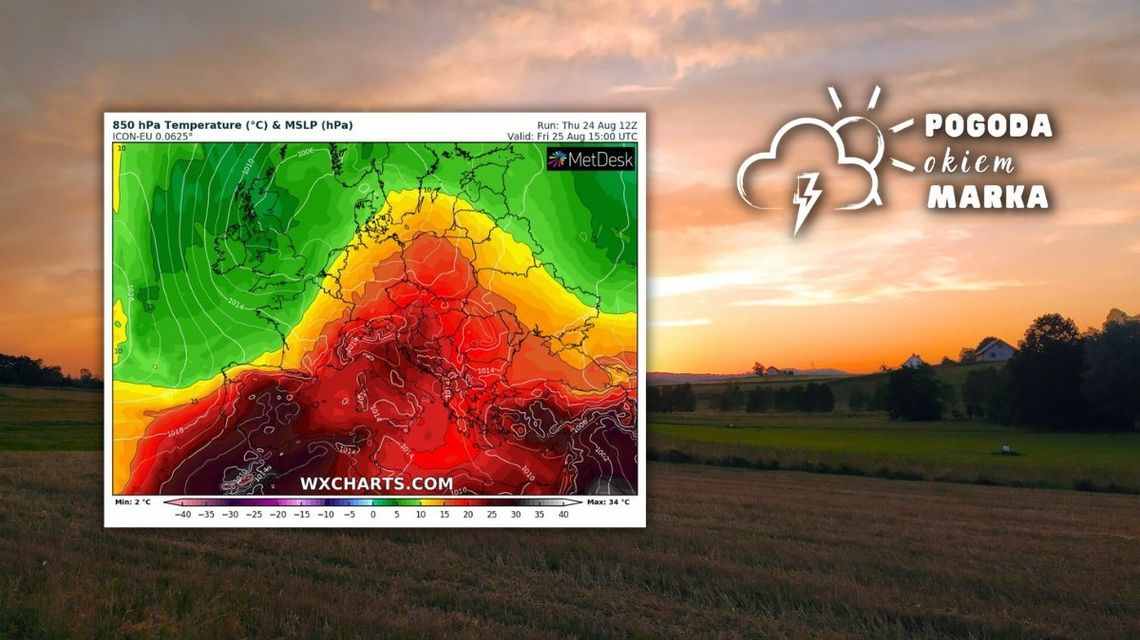 niebo nad Beskidem Niskim i mapa pogody