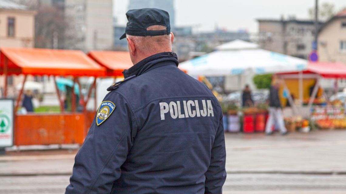 Zdjęcie przedstawia policjanta