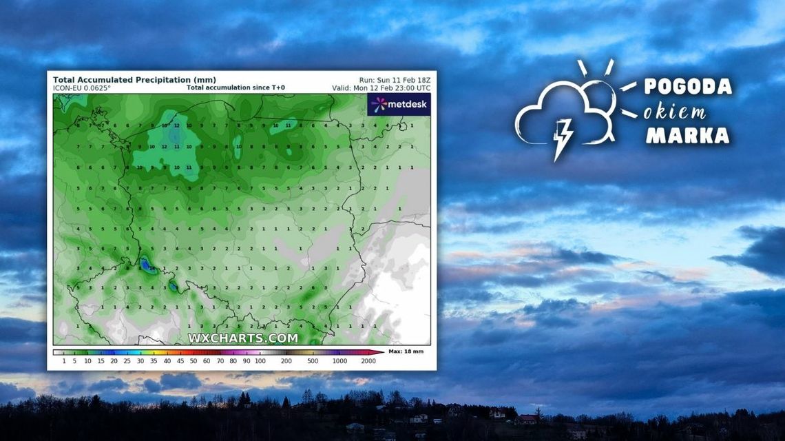 Niebo nad Gorlicami i mapa pogody polski