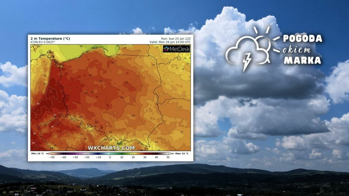 Mapa pogody i chmury nad Gorlicami