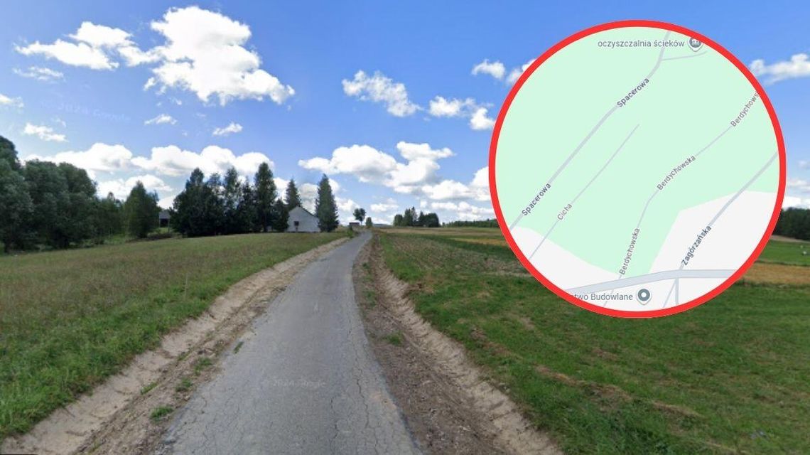 Zdjęcie przedstawia ul. Spacerową w Moszczenicy