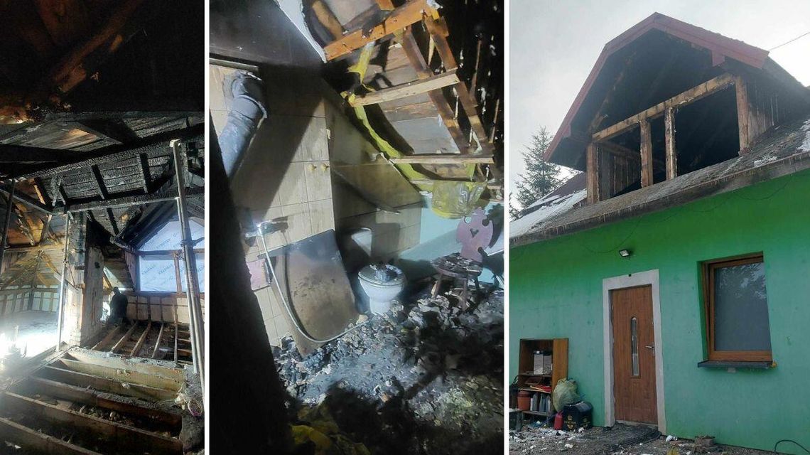 Rodzina straciła dach nad głową w środku zimy. Potrzebna natychmiastowa pomoc zdjęcie przedstawia spalone wnętrza domu