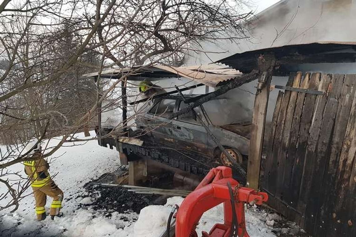 Ropa. Pożar garażu. W środku samochód z LPG. [ZDJĘCIA]