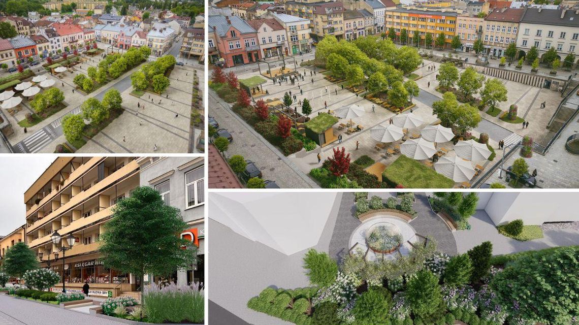 zdjęcie przedstawia widok na miejskie ulice i rynek