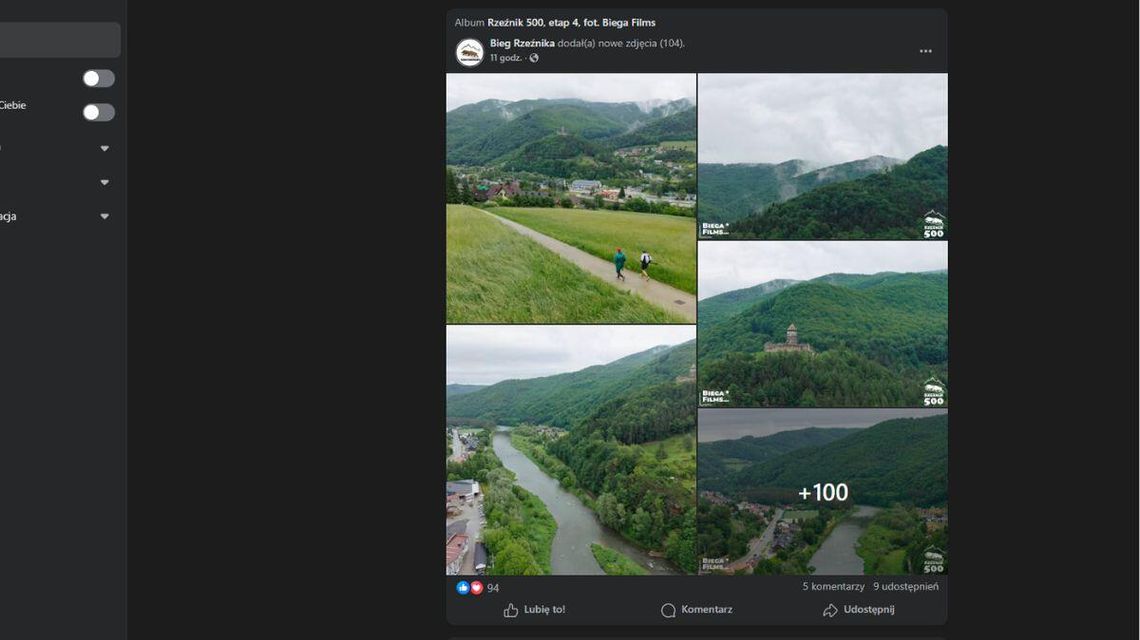 Rzeźnik w Beskidzie Niskim zdjęcie przedstawia post na Facebooku