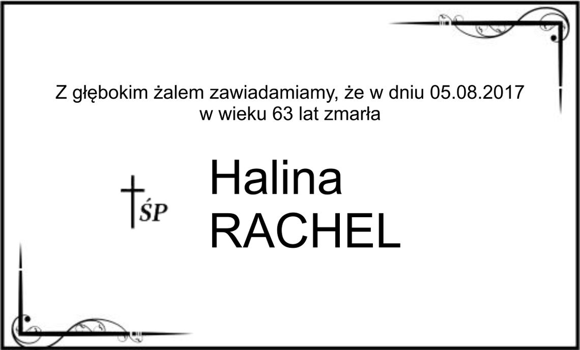 ś.p. Halina Rachel z domu Wójcik