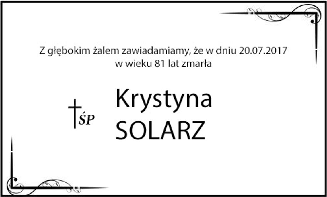 ś.p. Krystyna Solarz