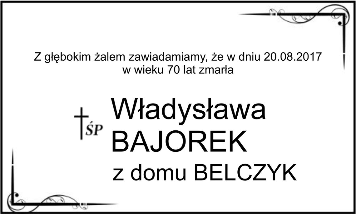 ś.p. Władysława Bajorek z domu Belczyk