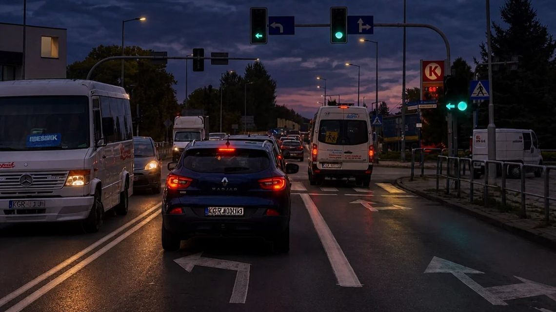 Sprawdź światła przed zimą! W powiecie gorlickim zrobisz to za darmo. Jest sześć stacji pojazdy na skrzyżowaniu