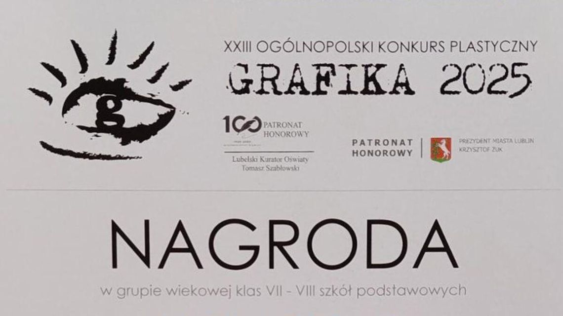 Sukces młodych artystów z Gorlic w ogólnopolskim konkursie Zdjęcie przedstawia dyplom konkursowy GRAFIKA 2025