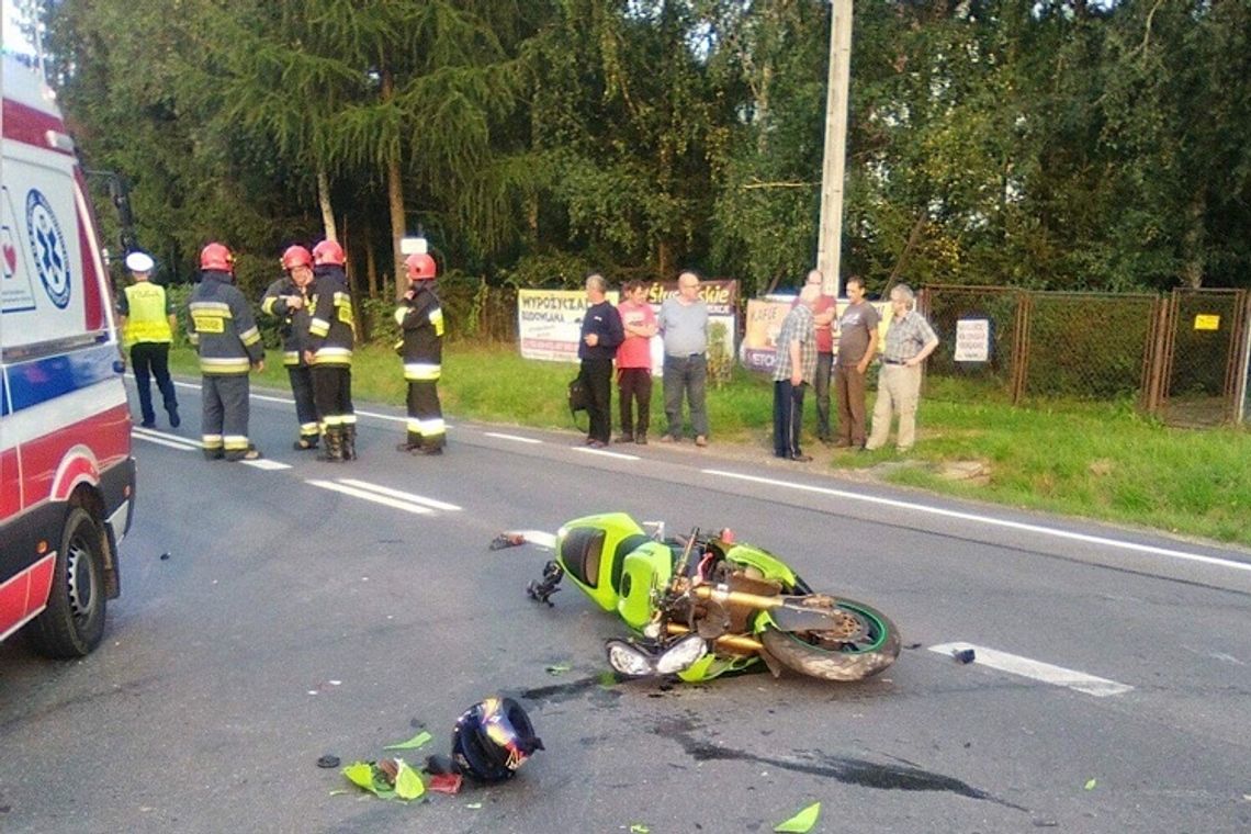 Szymbark. Motocykl uderzył w samochód dostawczy.