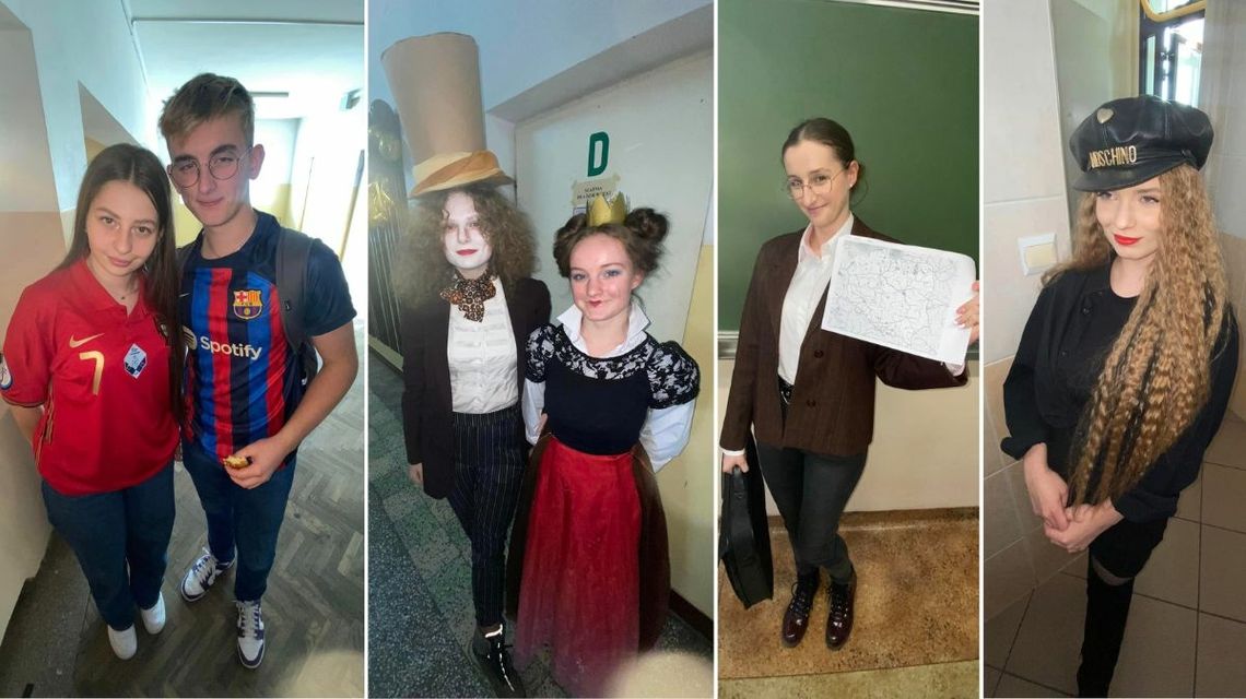 Uczniowie Liceum Ogólnokształcącego w Gorlicach w przebraniach z okazji Dnia Idola