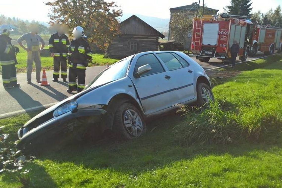 Volkswagen zakończył jazdę w rowie