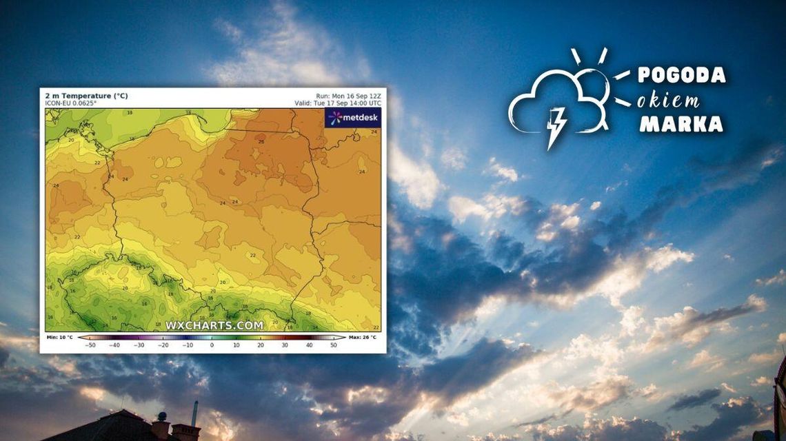 niebo z chmurami oświetlonymi przez zachodzące słońce