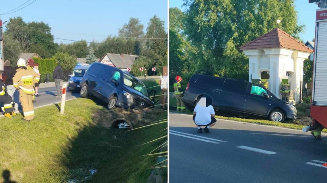 rozbity samochód osobowy w rowie