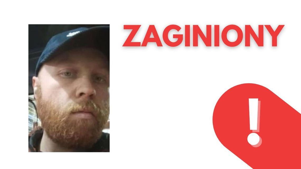 Zaginął Jędrzej Gutt z Lipinek zdjęcie przedstawia portret mężczyzny z napisem zaginiony