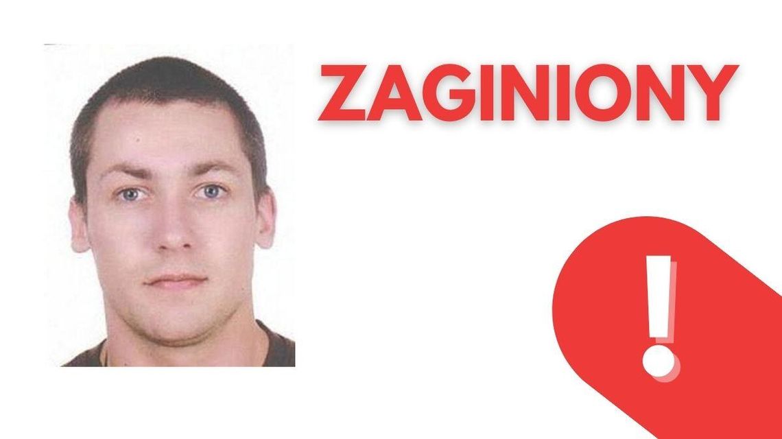 Zaginął 32-letni Kamil Zagórski zdjęcie przedstawia kolorowy portret mężczyzny, obok napis zaginiony
