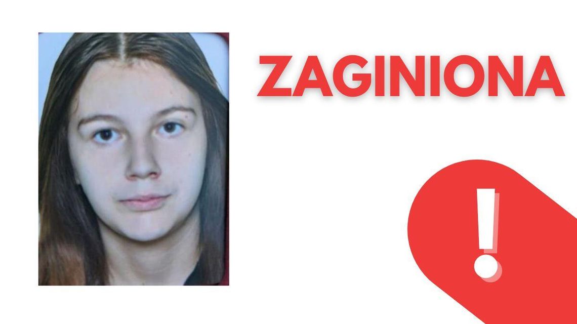 zdjęcie przedstawia kolorowy portret dziewczyny, obok napis zaginiona