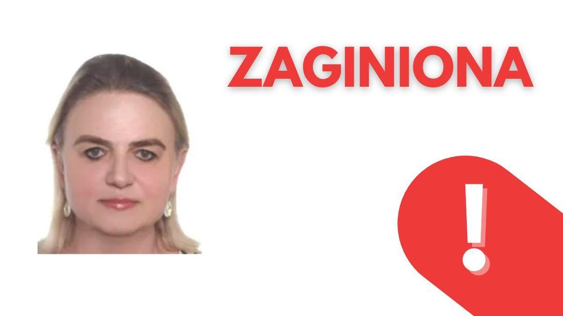 zdjęcie przedstawia kolorowy portret kobiety i napis zaginiona