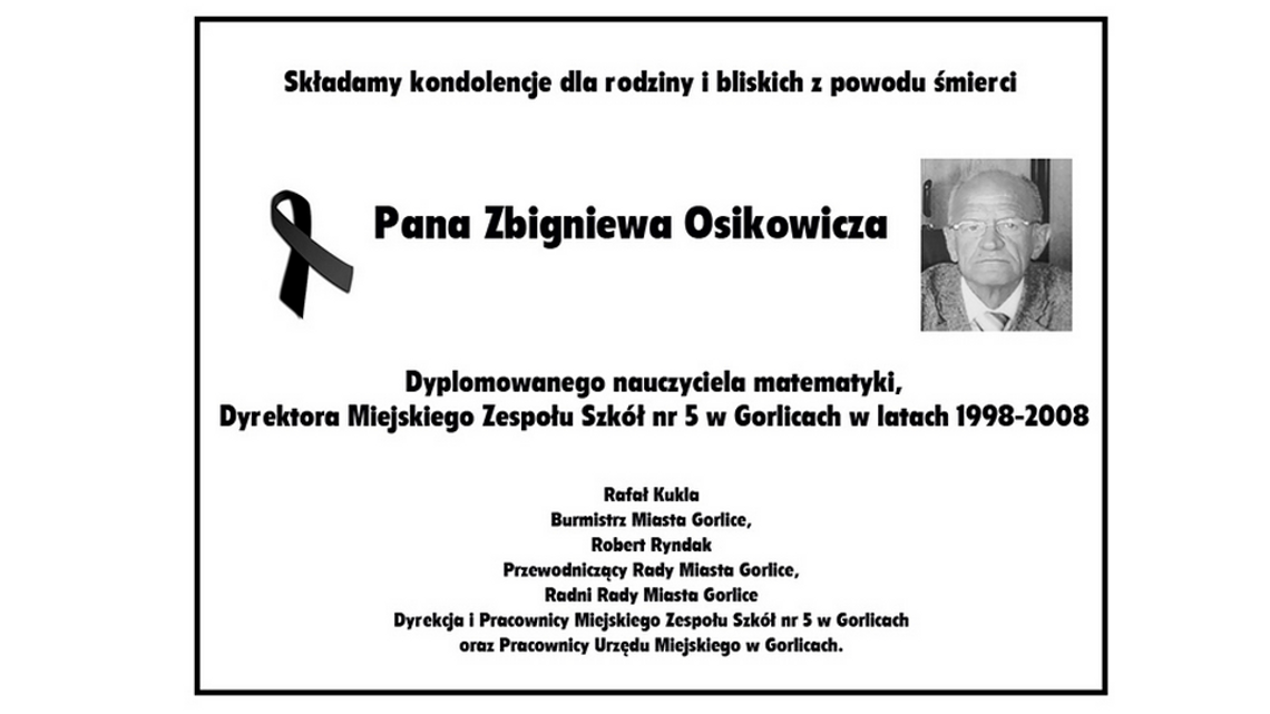 Zmarł Zbigniew Osikowicz, wieloletni dyrektor gorlickiej Piątki