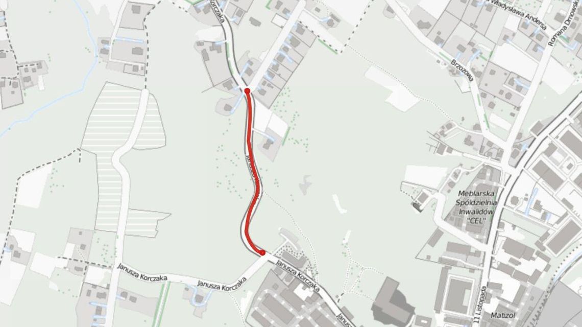 Zdjęcie przedstawia mapkę objazdu