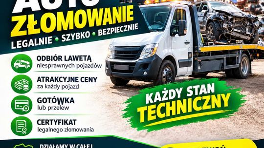 Auto złom i złomowanie pojazdów, KASACJA AUT - odbiór lawetą Śląsk, Małopolska