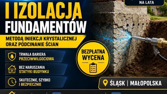 Drenaż fundamentów, osuszanie i izolacja piwnic - Małopolska i Śląsk