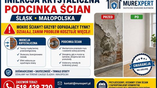 Iniekcja krystaliczna, podcinka ścian - Śląsk, Małopolska | MurExpert