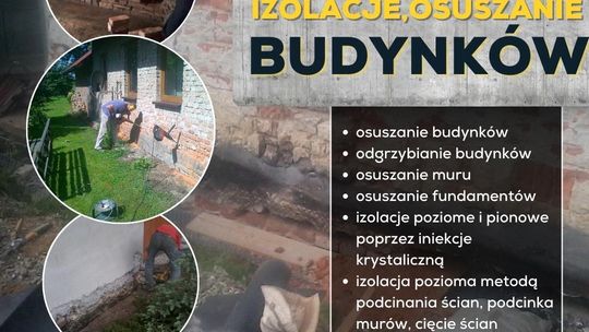 Osuszanie i iniekcja ścian i piwnic - izolacja pozioma, podcinanie muru, hydroizolacje