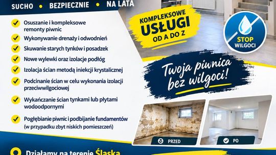 Osuszanie i remonty piwnic, pogłębianie i podbijanie fundamentów Śląsk/Małopolska