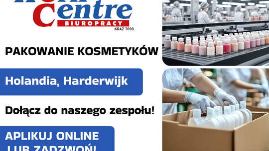 Pakowanie kosmetyków (k/m) Oferta pracy w Holandii