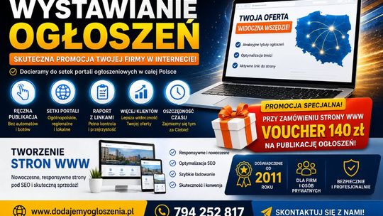 Profesjonalne zamieszczanie ogłoszeń internetowych  + Tanio strony WWW