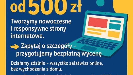 Twoja strona firmowa od 500 zł - pełna obsługa od domeny po publikację! Gotowa nawet w kilka dni! Twoja strona firmowa od 500 zł - pełna obsługa od domeny po publikację! Gotowa nawet w kilka dni!