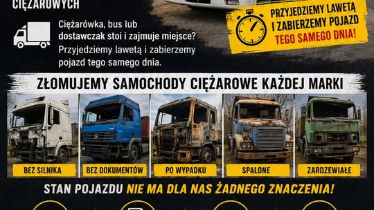 Złomowanie ciężarówek i busów | Skup pojazdów ciężarowych | Kasacja dostawczaków Śląsk i Małopolska