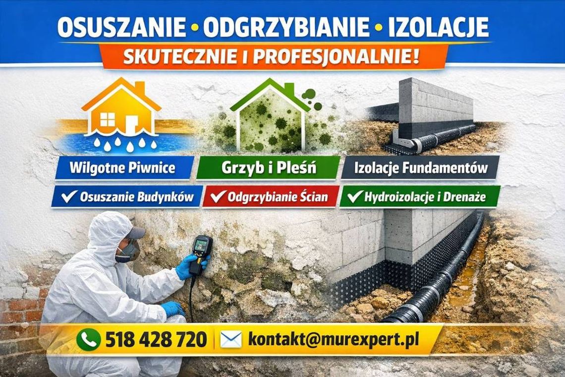 Iniekcja krystaliczna i podcinka ścian - izolacja pozioma fundamentów Małopolska